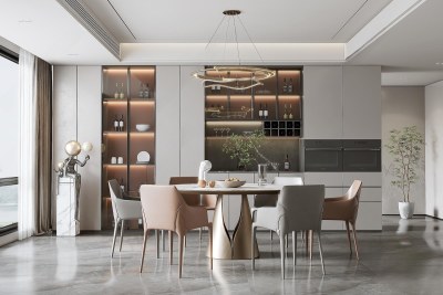 现代家居餐厅3D模型下载